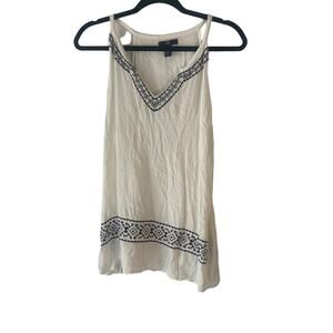 Gap Women's Size XS White Blue Boho Flowy Embroidered Top Festival‎ Summer